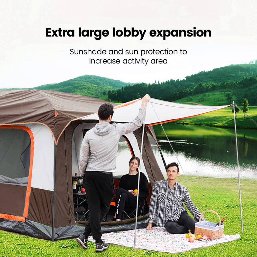 Large Outdoor Camping Tent Canopy with Mosquito Net - 4-6 Person Sun Protection Mesh Awning Gazebo for Summer Garden & Camping