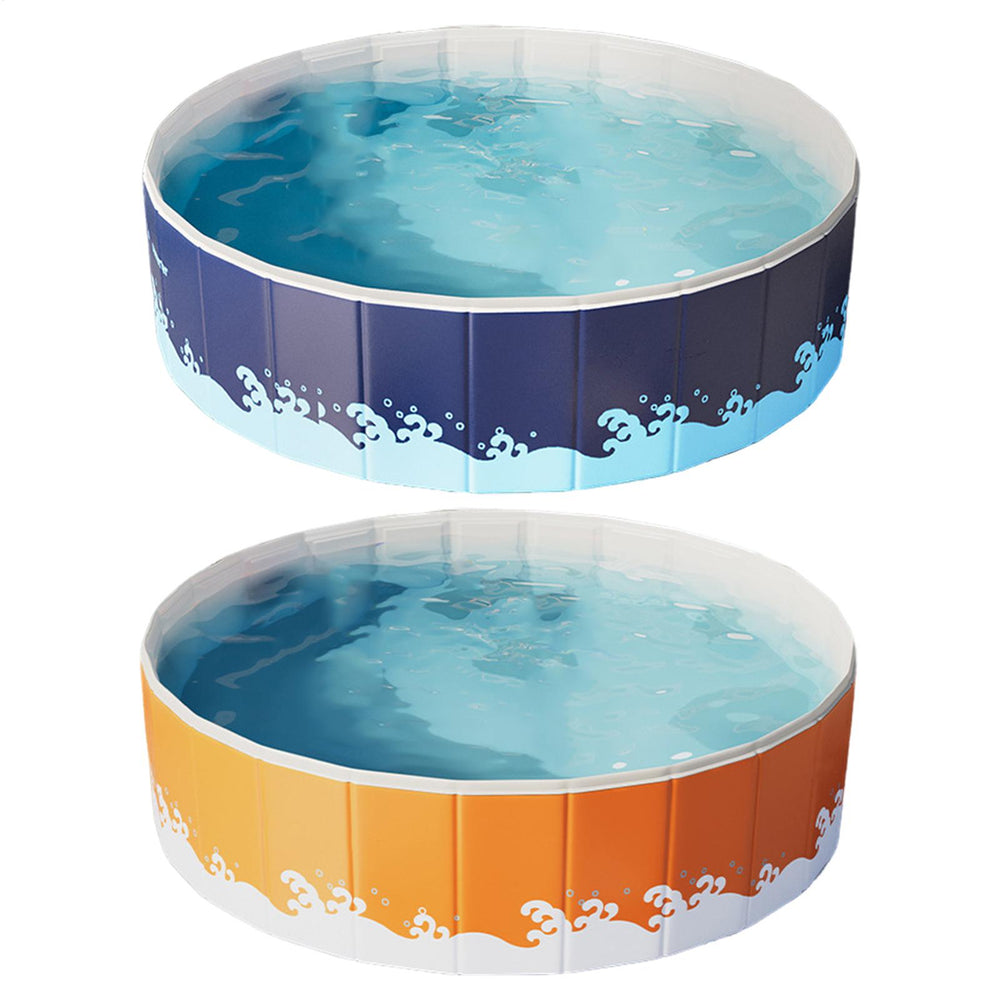 Non-Inflatable Folding Swimming Pool - Portable Round Above Ground Kids & Pet Pool for Backyard Outdoor Water Fun