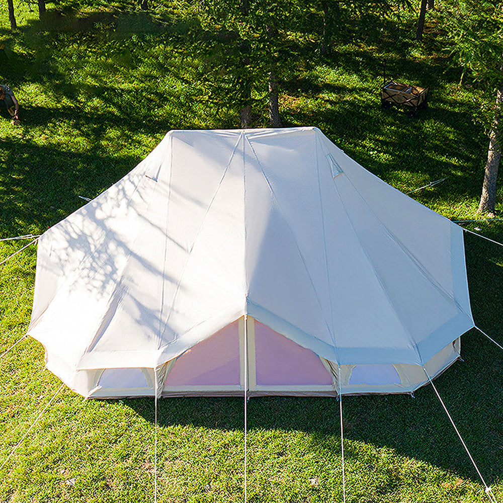 Emperor Heavy Canvas Glamping Bell Tent - 6x4m Twin Poles Luxury Mongolian Yurt Tent for Outdoor Events & Family Camping