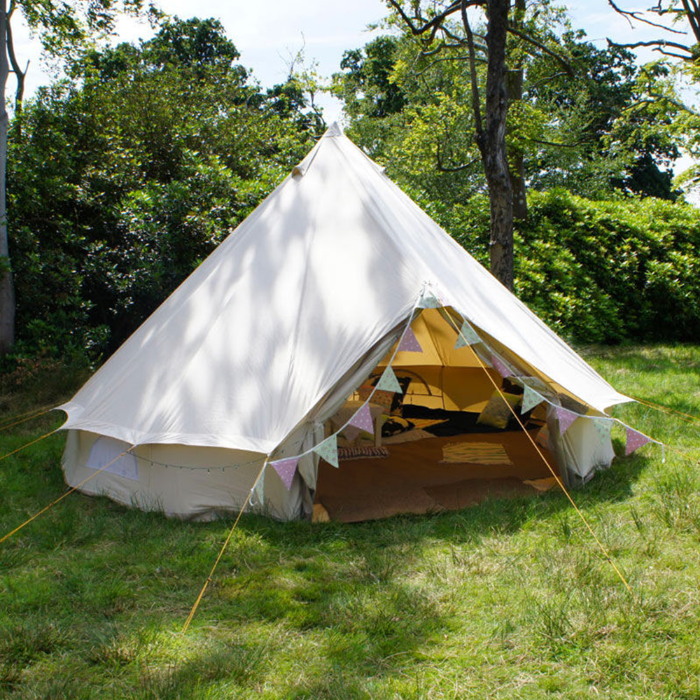 Luxury Waterproof Outdoor Glamping Bell Tent - 4-Season Canvas Yurt Tent for Family Camping & Backyard Resort