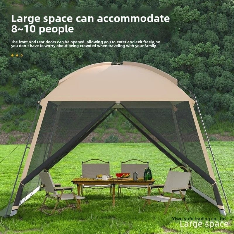 Large Outdoor Camping Tent Canopy with Mosquito Net - 4-6 Person Sun Protection Mesh Awning Gazebo for Summer Garden & Camping