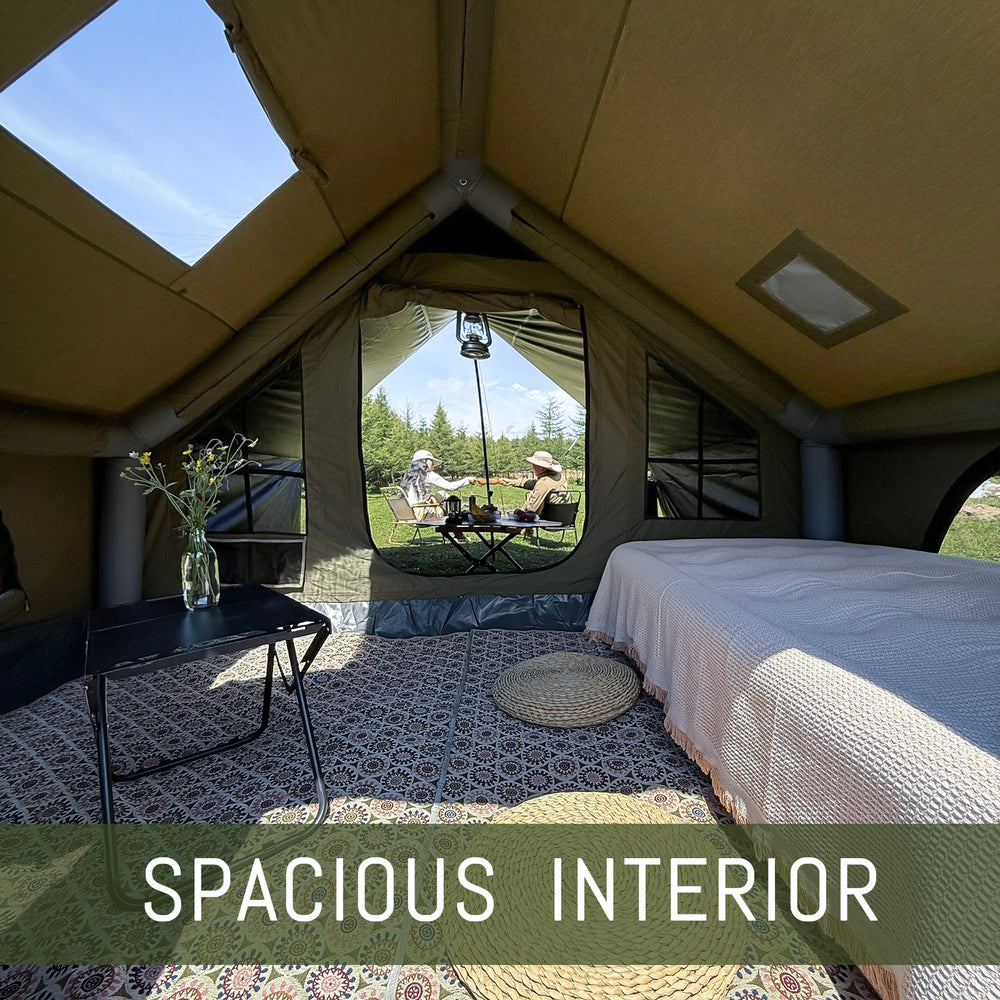 PAKICETUS 8-Person Inflatable Glamping Tent - Quick Setup Blow Up Air Tent with Extra-Large Canopy Living Room & Mesh Windows
