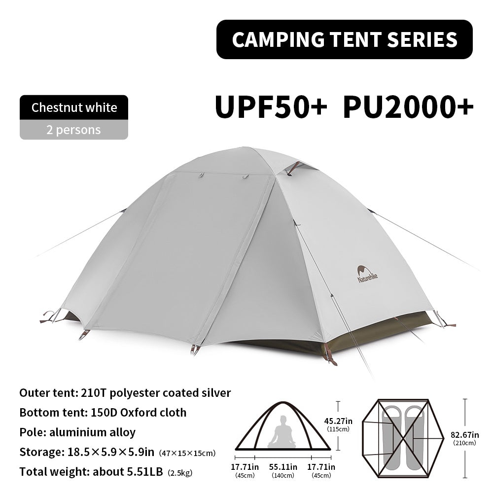 Naturehike 2-3 Person Waterproof Camping Tent - UPF50+ Ultralight Portable Sun Shelter for Hiking & Trekking
