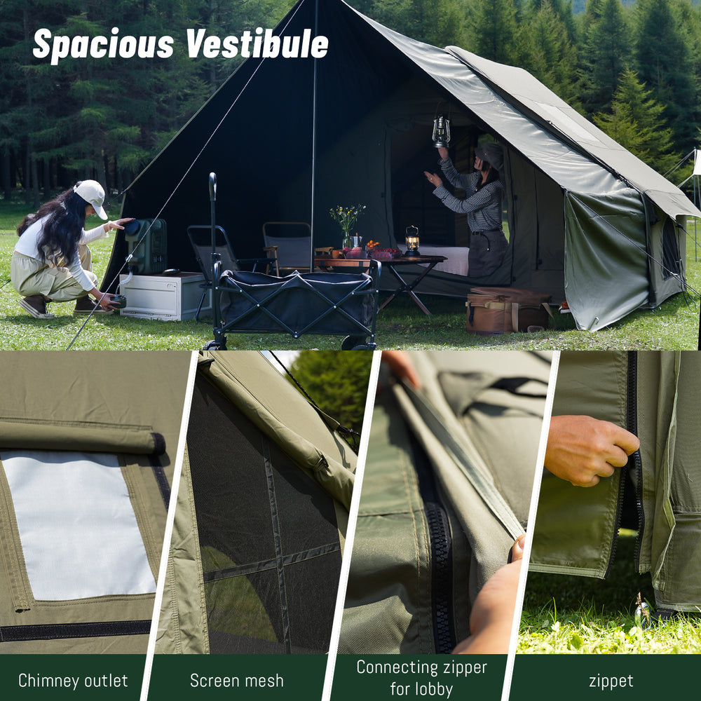 PAKICETUS 8-Person Inflatable Glamping Tent - Quick Setup Blow Up Air Tent with Extra-Large Canopy Living Room & Mesh Windows