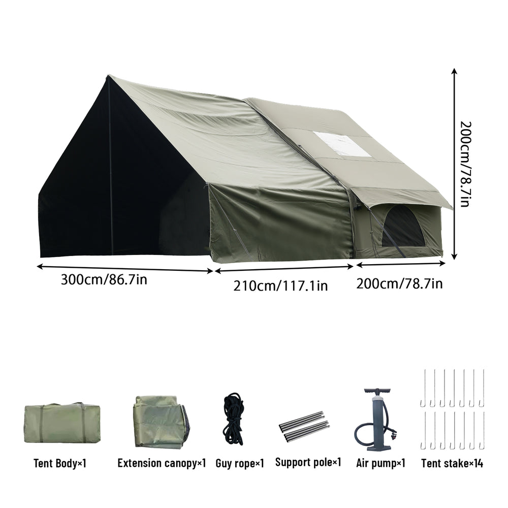 PAKICETUS 8-Person Inflatable Glamping Tent - Quick Setup Blow Up Air Tent with Extra-Large Canopy Living Room & Mesh Windows