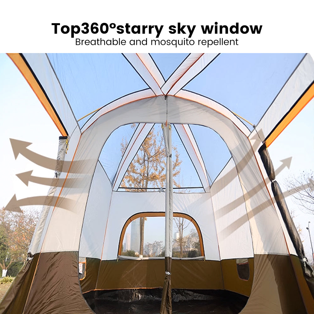 Large Outdoor Camping Tent Canopy with Mosquito Net - 4-6 Person Sun Protection Mesh Awning Gazebo for Summer Garden & Camping