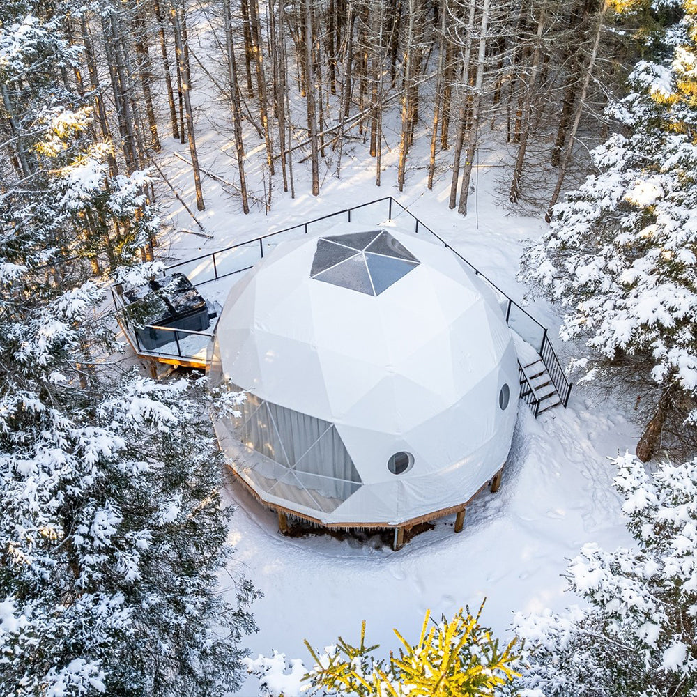 6M Luxury Geodesic Dome Tent - Waterproof PVC Glamping Dome Starry Sky Spherical Tent for Outdoor Hotel Resort & Living Accommodation