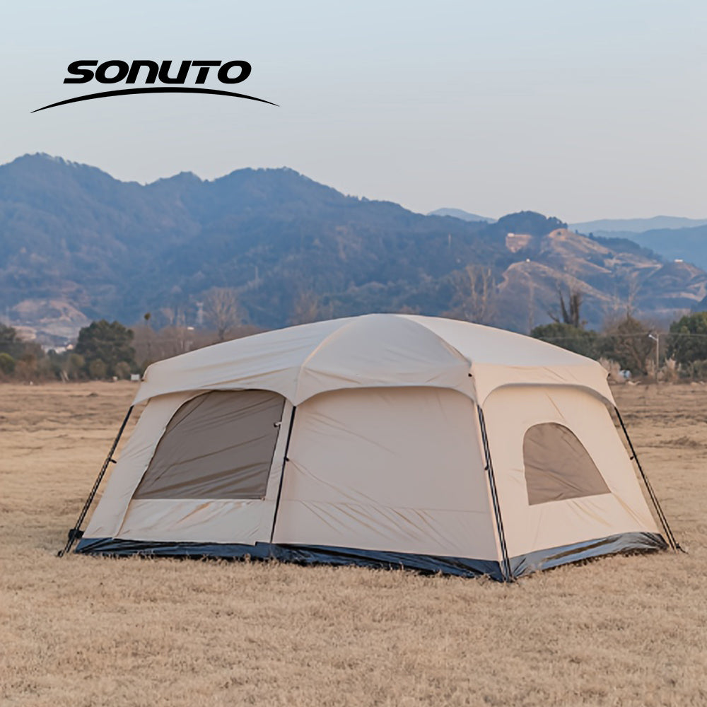 Large Outdoor Camping Tent Canopy with Mosquito Net - 4-6 Person Sun Protection Mesh Awning Gazebo for Summer Garden & Camping