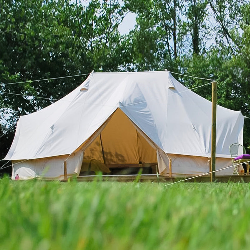 Emperor Heavy Canvas Glamping Bell Tent - 6x4m Twin Poles Luxury Mongolian Yurt Tent for Outdoor Events & Family Camping