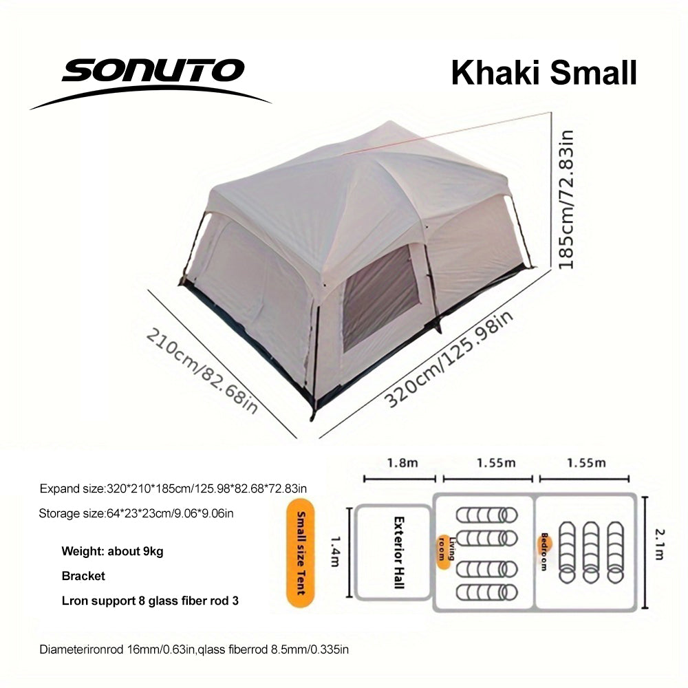 Large Outdoor Camping Tent Canopy with Mosquito Net - 4-6 Person Sun Protection Mesh Awning Gazebo for Summer Garden & Camping